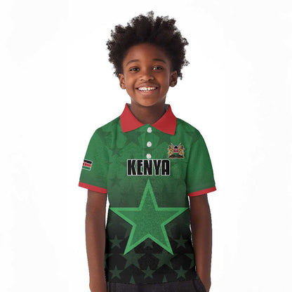 Custom Kenya Football Kid Polo Shirt Harambee Harambee Stars - Green Jersey - African Pride