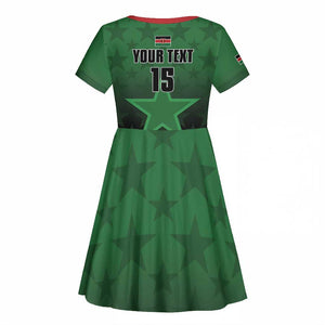 Custom Kenya Football Kid Short Sleeve Dress Harambee Harambee Stars - Green Jersey - African Pride