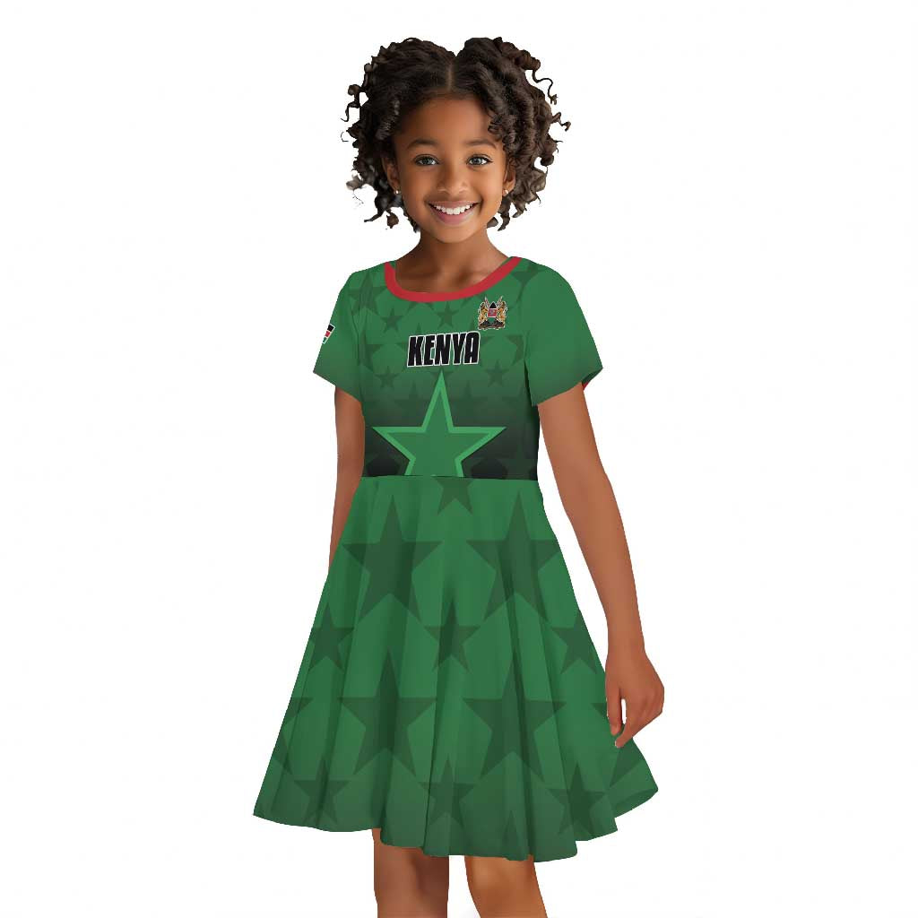 Custom Kenya Football Kid Short Sleeve Dress Harambee Harambee Stars - Green Jersey - African Pride