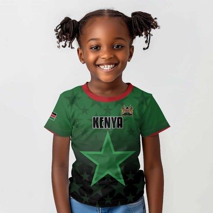 Custom Kenya Football Kid T shirt Harambee Harambee Stars - Green Jersey - African Pride