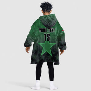 Custom Kenya Football Kid Wearable Blanket Hoodie Harambee Harambee Stars - Green Jersey - African Pride
