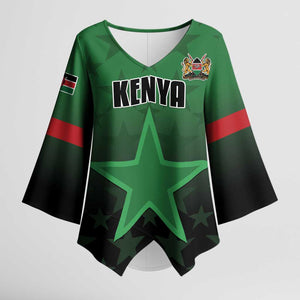 Custom Kenya Football Kimono Sleeve Blouse Go Harambee Stars - Green Jersey