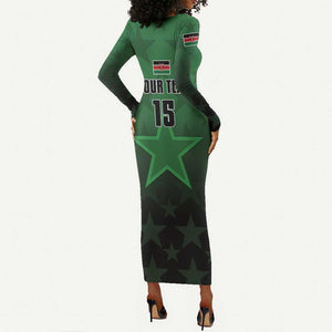 Custom Kenya Football Long Sleeve Bodycon Dress Harambee Harambee Stars - Green Jersey - African Pride