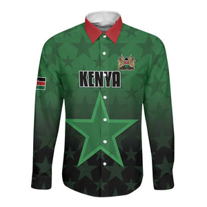 Custom Kenya Football Long Sleeve Button Shirt Harambee Harambee Stars - Green Jersey - African Pride