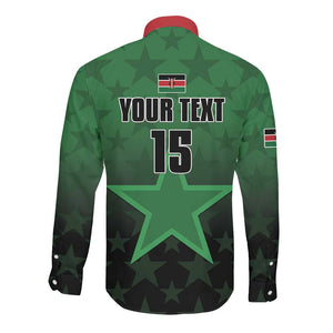 Custom Kenya Football Long Sleeve Button Shirt Harambee Harambee Stars - Green Jersey - African Pride