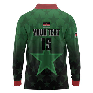 Custom Kenya Football Long Sleeve Polo Shirt Harambee Harambee Stars - Green Jersey - African Pride