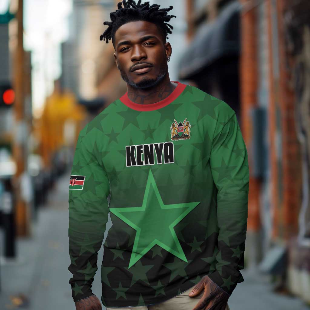 Custom Kenya Football Long Sleeve Shirt Harambee Harambee Stars - Green Jersey - African Pride