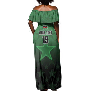 Custom Kenya Football Off Shoulder Maxi Dress Harambee Harambee Stars - Green Jersey - African Pride