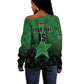 Custom Kenya Football Off Shoulder Sweater Harambee Harambee Stars - Green Jersey - African Pride