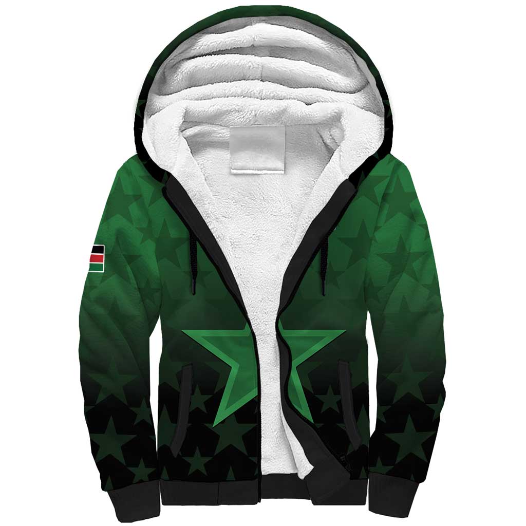 Custom Kenya Football Sherpa Hoodie Harambee Harambee Stars - Green Jersey - African Pride