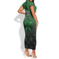 Custom Kenya Football Short Sleeve Bodycon Dress Harambee Harambee Stars - Green Jersey - African Pride