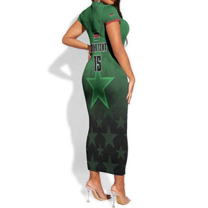 Custom Kenya Football Short Sleeve Bodycon Dress Harambee Harambee Stars - Green Jersey - African Pride