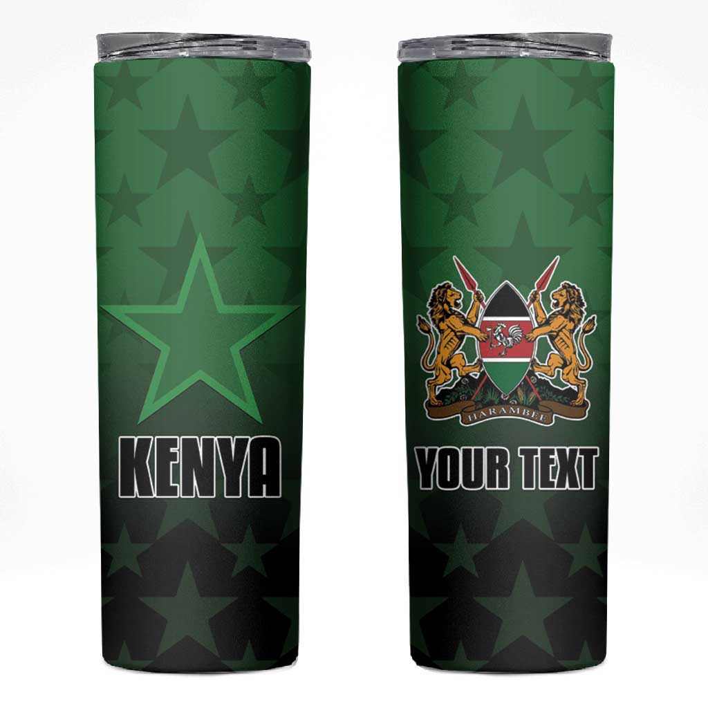 Custom Kenya Football Skinny Tumbler Harambee Harambee Stars - Green Jersey - African Pride