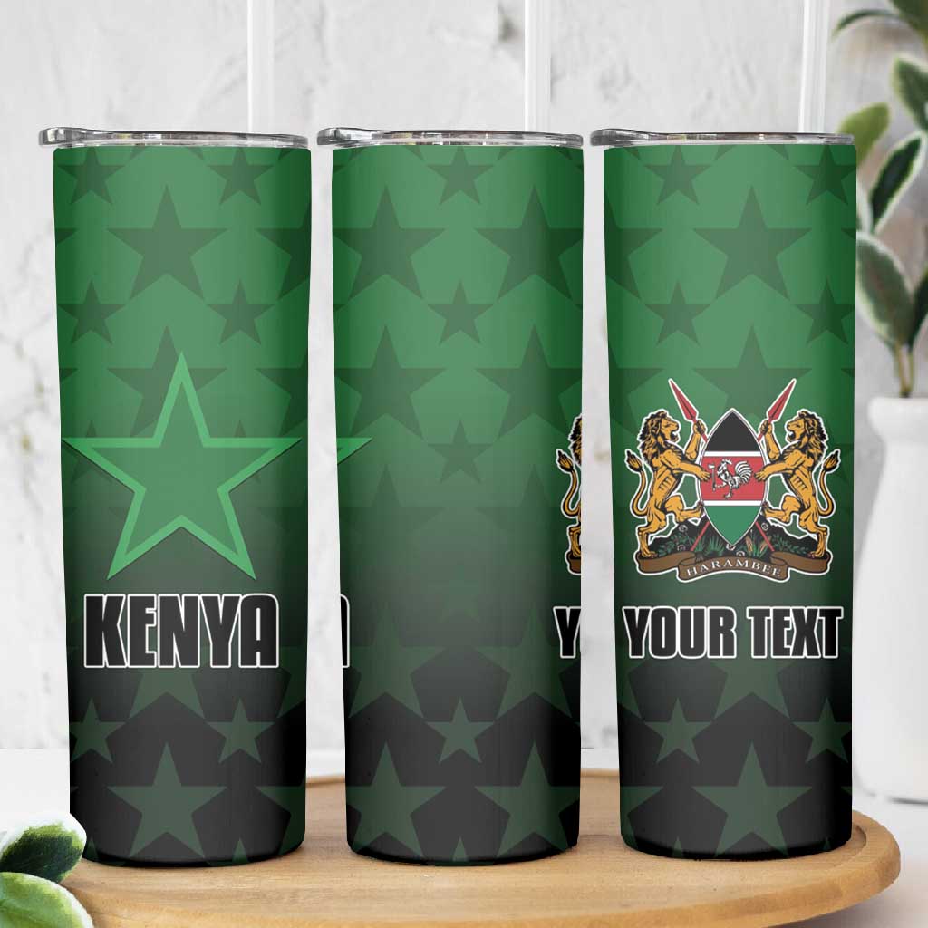 Custom Kenya Football Skinny Tumbler Harambee Harambee Stars - Green Jersey - African Pride