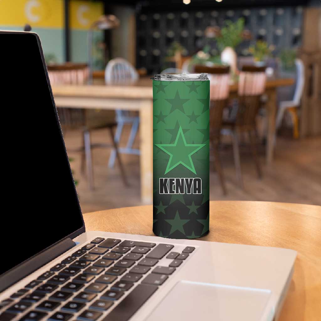 Custom Kenya Football Skinny Tumbler Harambee Harambee Stars - Green Jersey - African Pride