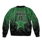 Custom Kenya Football Sleeve Zip Bomber Jacket Harambee Harambee Stars - Green Jersey - African Pride