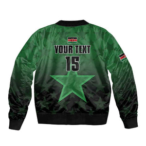 Custom Kenya Football Sleeve Zip Bomber Jacket Harambee Harambee Stars - Green Jersey - African Pride