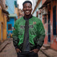 Custom Kenya Football Sleeve Zip Bomber Jacket Harambee Harambee Stars - Green Jersey - African Pride