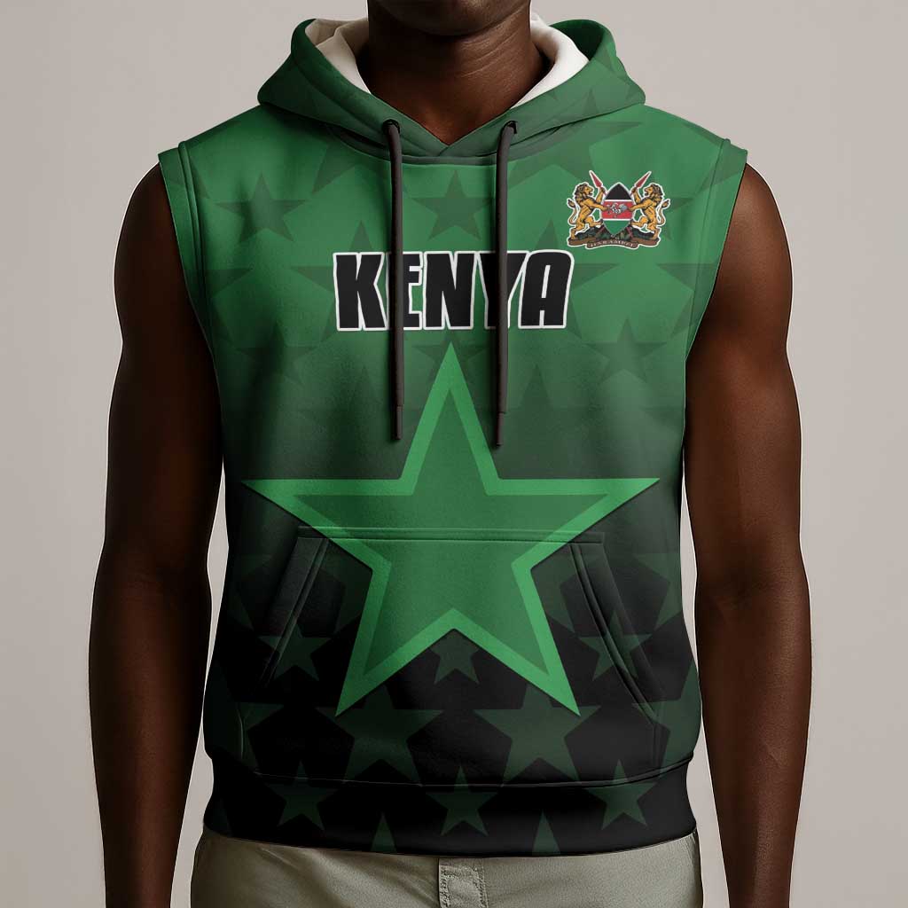 Custom Kenya Football Sleeveless Hoodie Harambee Harambee Stars - Green Jersey - African Pride