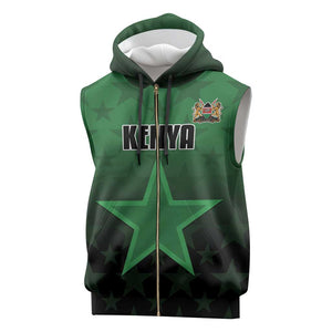 Custom Kenya Football Sleeveless Zip Hoodie Harambee Harambee Stars - Green Jersey - African Pride