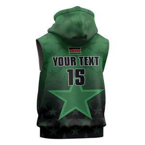 Custom Kenya Football Sleeveless Zip Hoodie Harambee Harambee Stars - Green Jersey - African Pride