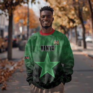 Custom Kenya Football Sweatshirt Harambee Harambee Stars - Green Jersey - African Pride