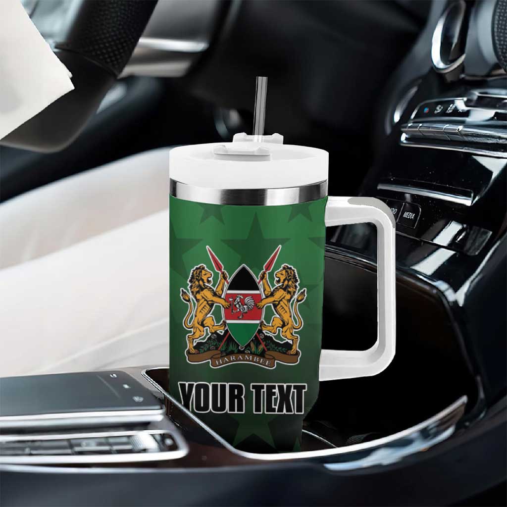 Custom Kenya Football Tumbler With Handle Harambee Harambee Stars - Green Jersey - African Pride
