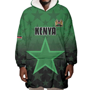 Custom Kenya Football Wearable Blanket Hoodie Harambee Harambee Stars - Green Jersey - African Pride