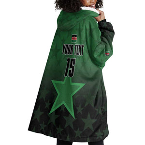 Custom Kenya Football Wearable Blanket Hoodie Harambee Harambee Stars - Green Jersey - African Pride