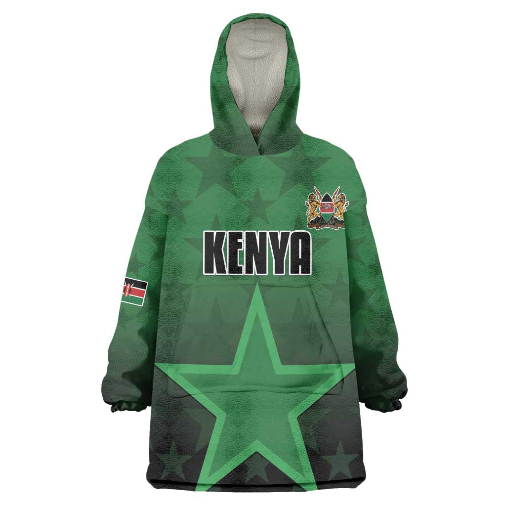 Custom Kenya Football Wearable Blanket Hoodie Harambee Harambee Stars - Green Jersey - African Pride