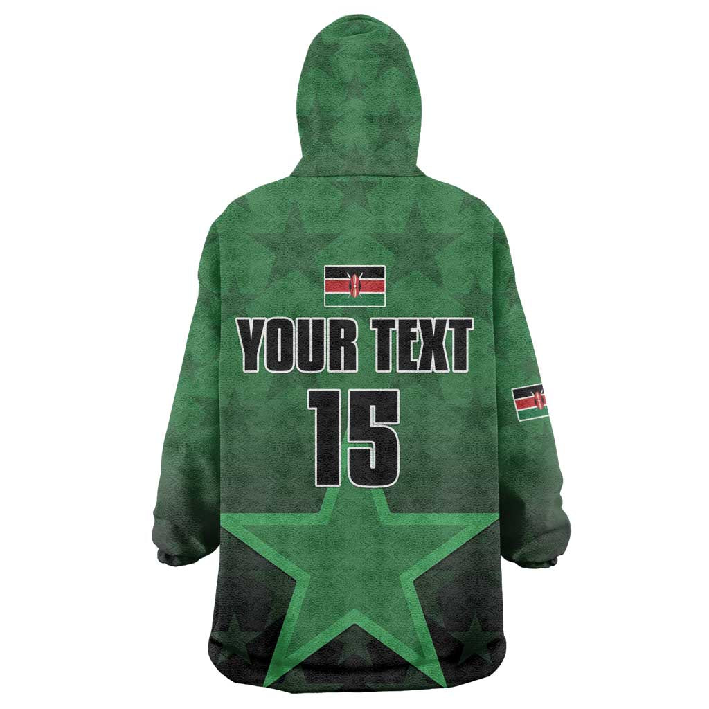 Custom Kenya Football Wearable Blanket Hoodie Harambee Harambee Stars - Green Jersey - African Pride