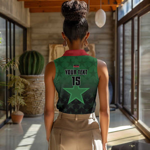 Custom Kenya Football Women Sleeveless Polo Shirt Harambee Harambee Stars - Green Jersey - African Pride