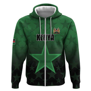 Custom Kenya Football Zip Hoodie Harambee Harambee Stars - Green Jersey - African Pride