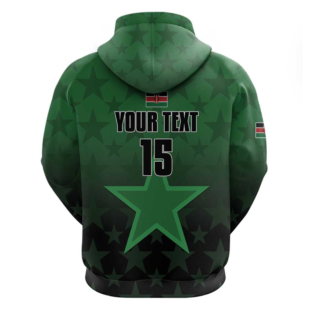 Custom Kenya Football Zip Hoodie Harambee Harambee Stars - Green Jersey - African Pride