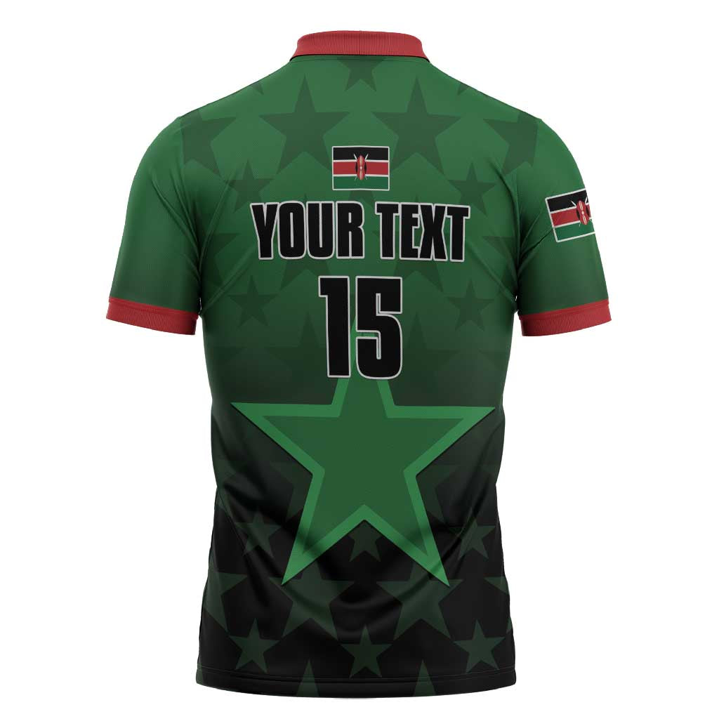 Custom Kenya Football Zipper Polo Shirt Go Harambee Stars - Green Jersey