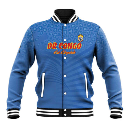 Custom DR Congo Football Baseball Jacket Allez Les Léopards - African Pride