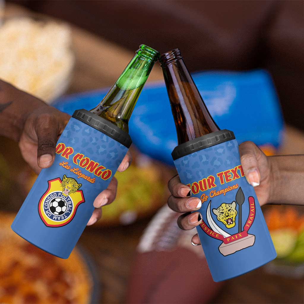 Custom DR Congo Football 4 in 1 Can Cooler Tumbler Allez Les Léopards - African Pride