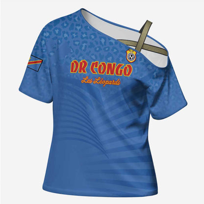 Custom DR Congo Football Cross Shoulder Shirt Come On Les Léopards