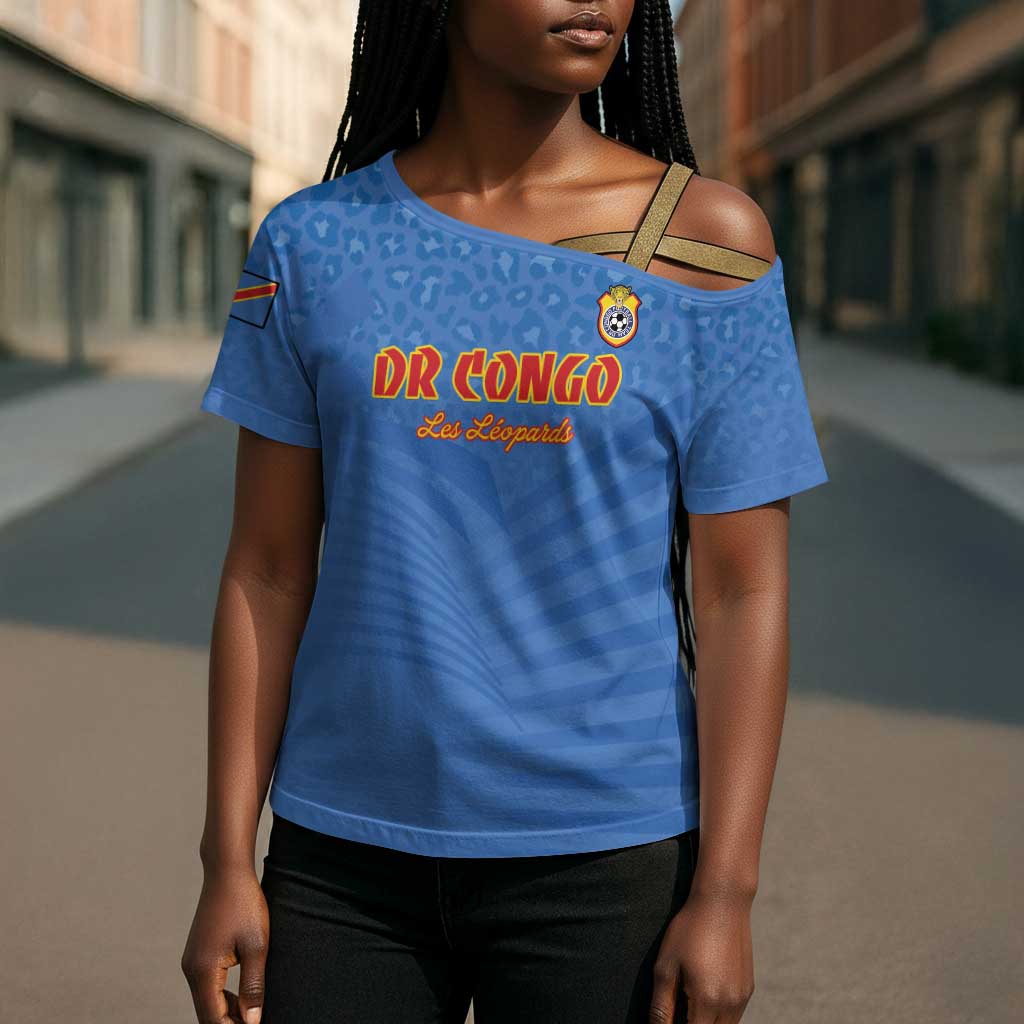 Custom DR Congo Football Cross Shoulder Shirt Come On Les Léopards