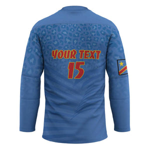 Custom DR Congo Football Hockey Jersey Come On Les Léopards