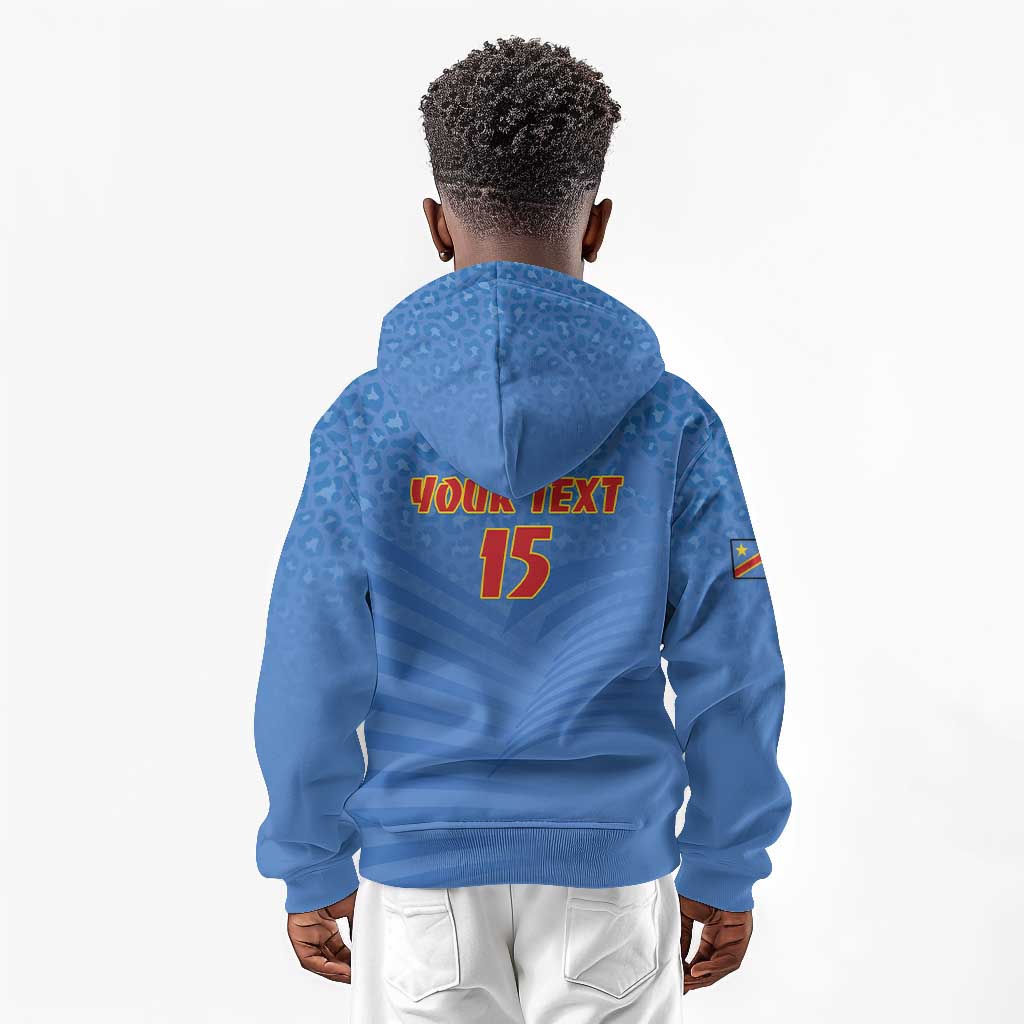 Custom DR Congo Football Kid Hoodie Allez Les Léopards - African Pride