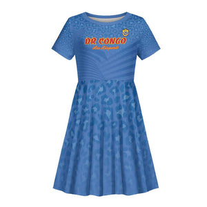 Custom DR Congo Football Kid Short Sleeve Dress Allez Les Léopards - African Pride