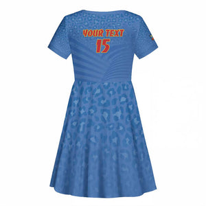 Custom DR Congo Football Kid Short Sleeve Dress Allez Les Léopards - African Pride
