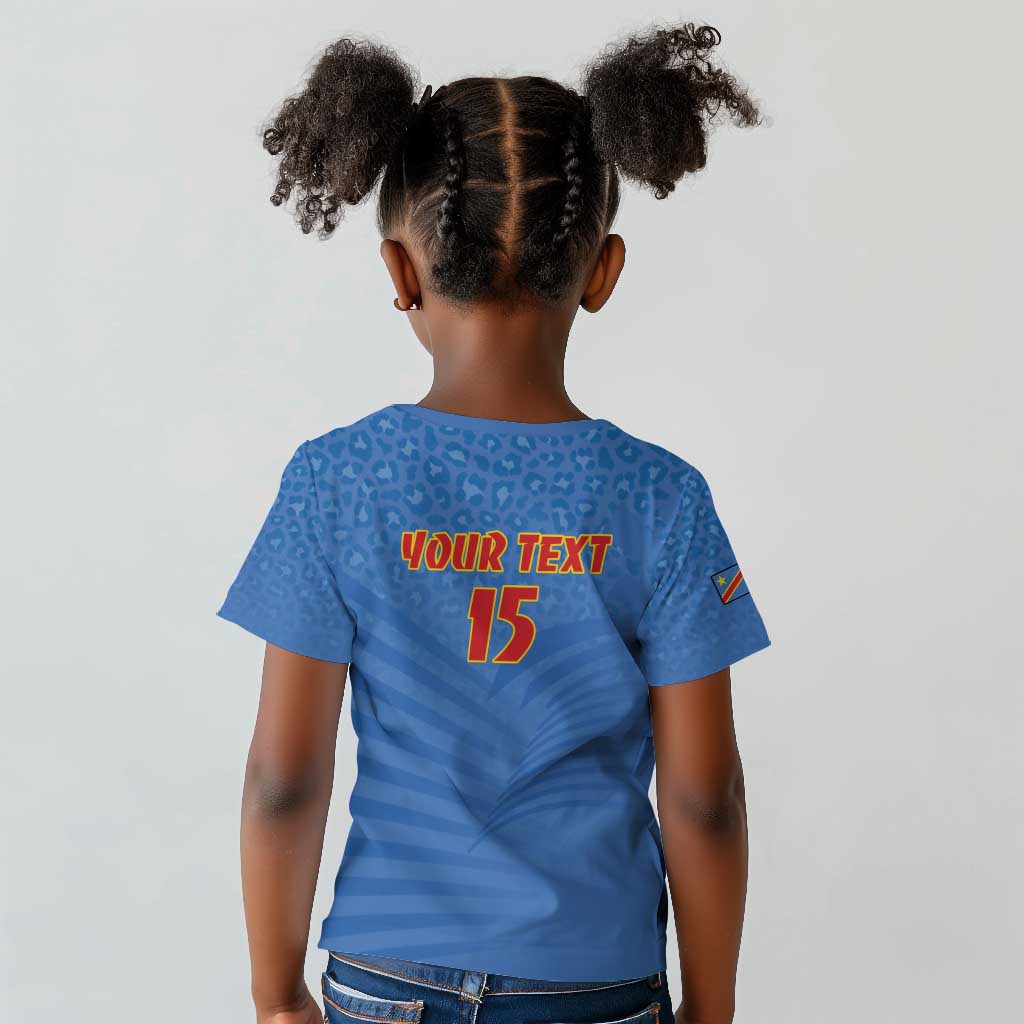 Custom DR Congo Football Kid T shirt Allez Les Léopards - African Pride