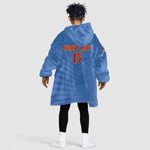 Custom DR Congo Football Kid Wearable Blanket Hoodie Allez Les Léopards - African Pride