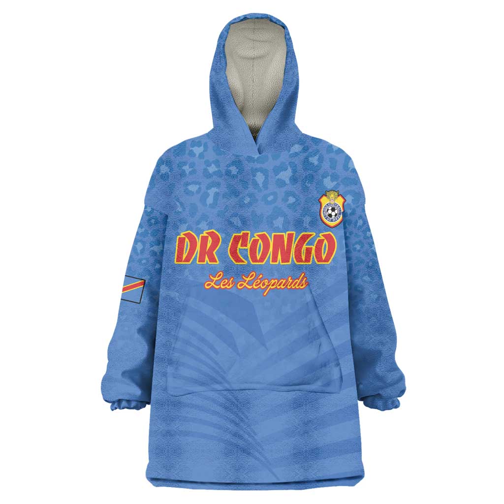 Custom DR Congo Football Kid Wearable Blanket Hoodie Allez Les Léopards - African Pride
