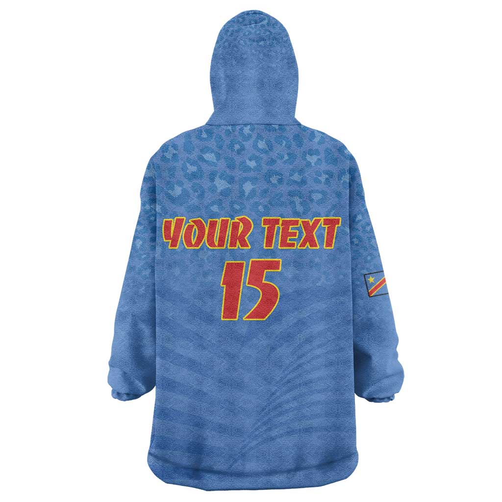 Custom DR Congo Football Kid Wearable Blanket Hoodie Allez Les Léopards - African Pride