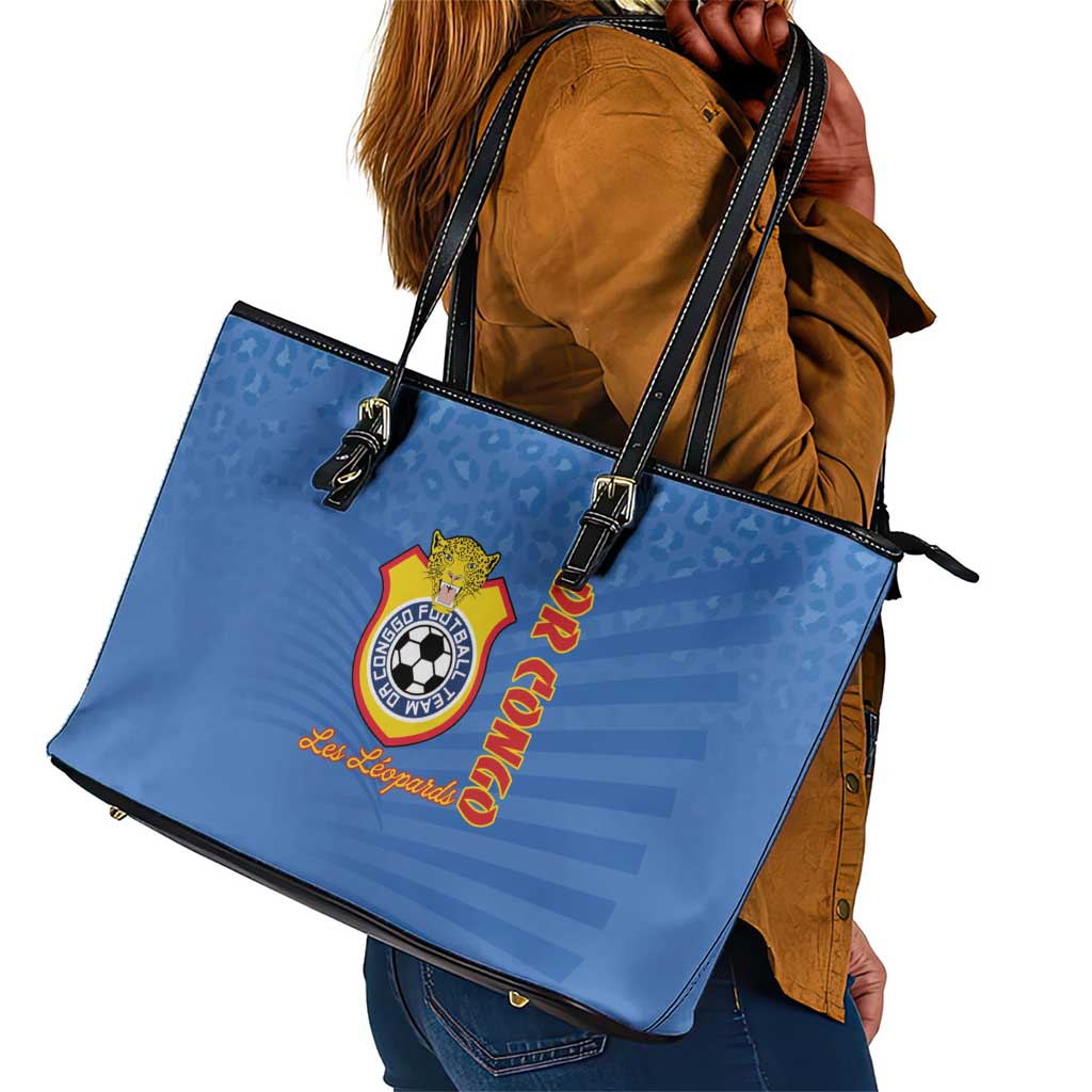 DR Congo Football Leather Tote Bag Allez Les Léopards - African Pride
