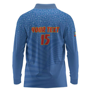Custom DR Congo Football Long Sleeve Polo Shirt Allez Les Léopards - African Pride