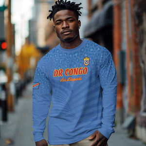 Custom DR Congo Football Long Sleeve Shirt Allez Les Léopards - African Pride